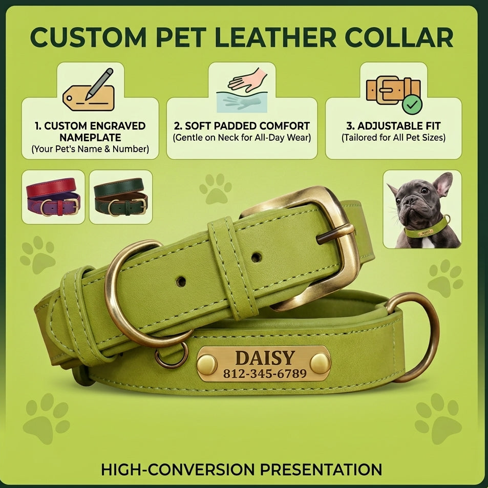 LuxTag Leather Collar