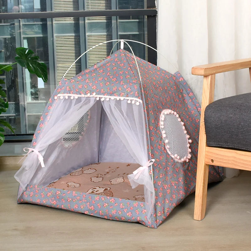 Floral Retreat Tent: All-Season Pet Nest