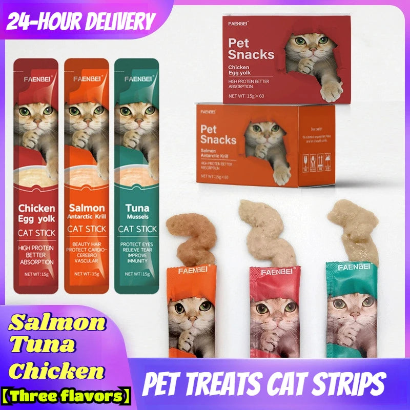 TunaChicken Delight Pack: 10 Protein Strips for Cats