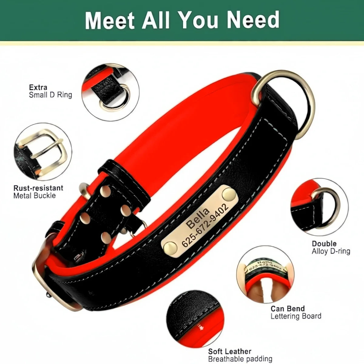 LuxTag Leather Collar