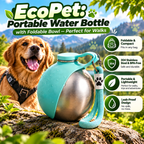 EcoPet: Botella de Agua Portátil con Cuenco Plegable – Perfecta para Paseos