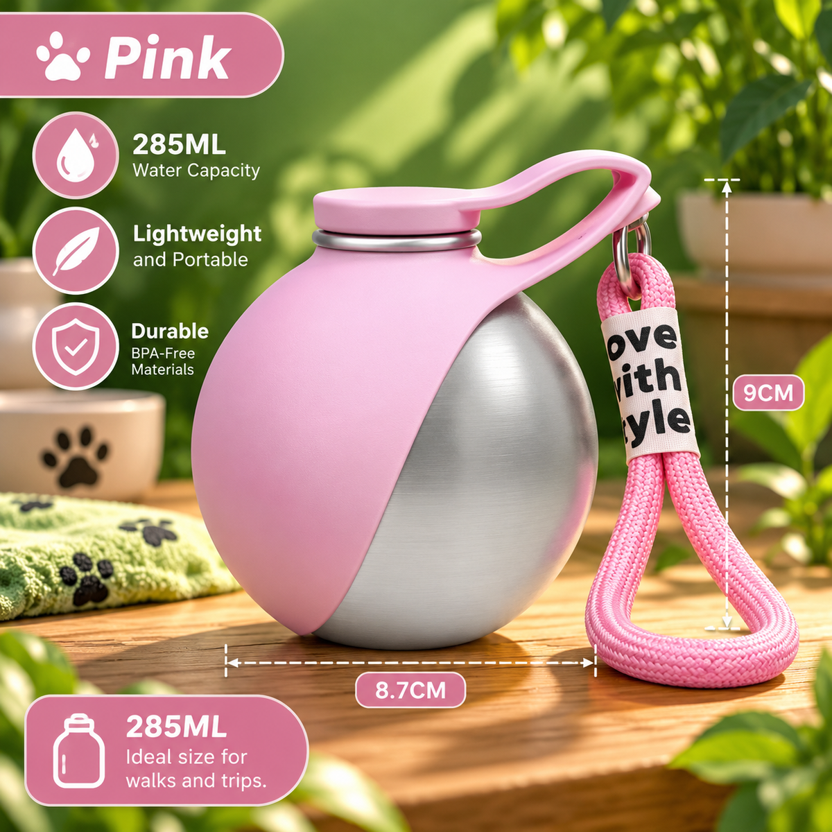 EcoPet: Portable Water Bottle with Foldable Bowl – Perfect for Walks