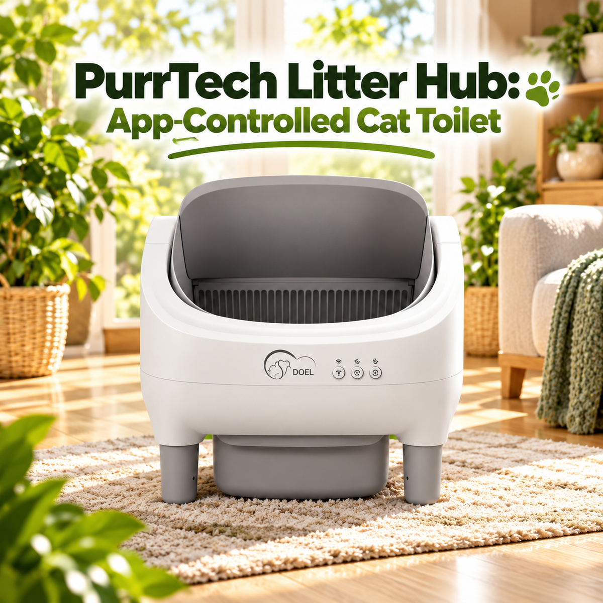 PurrTech Litter Hub: App-Controlled Cat Toilet