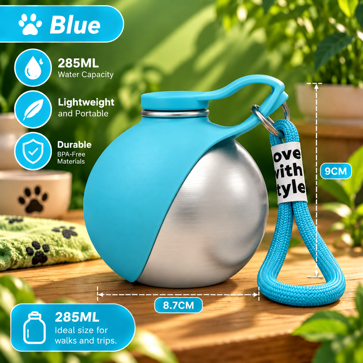 EcoPet: Botella de Agua Portátil con Cuenco Plegable – Perfecta para Paseos