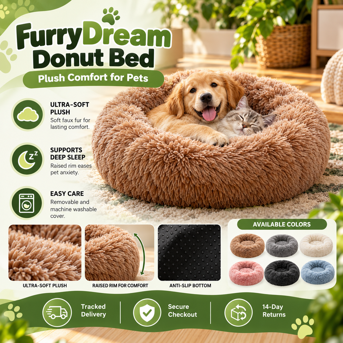 FurryDream Donut Bed: Plush Comfort for Pets