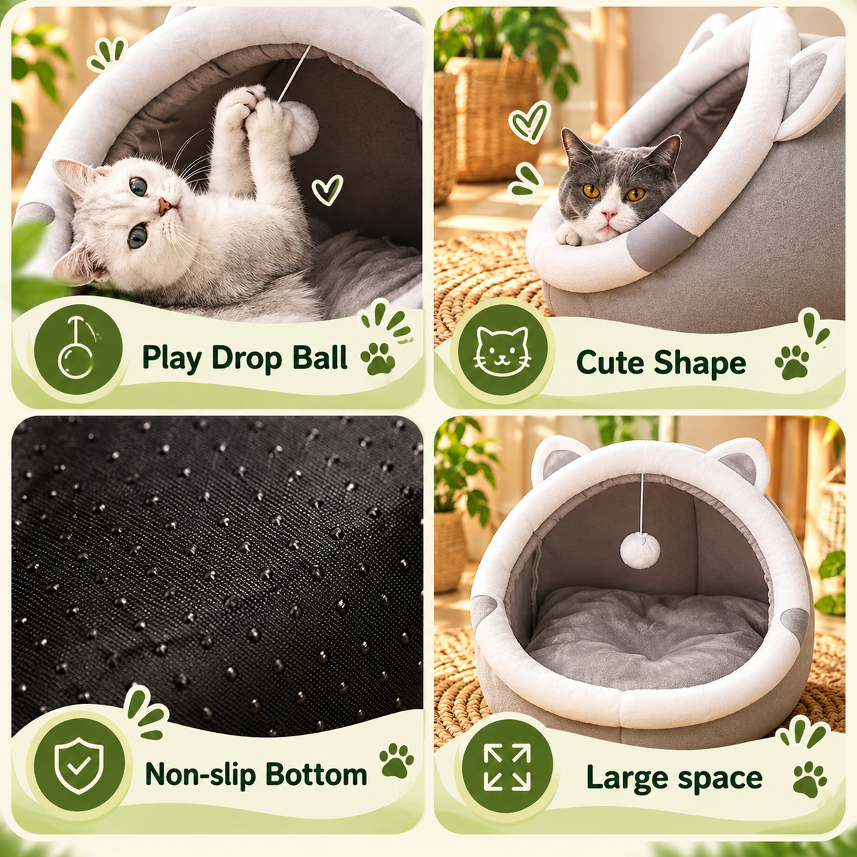 Cozy Tent Cave Bed for Cats & Small Dogs