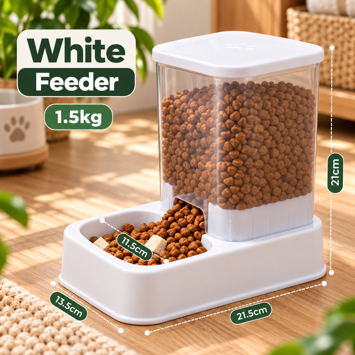 PetPlenty Set: 1.2L/1.5L Automatic Feeder & Water Dispenser