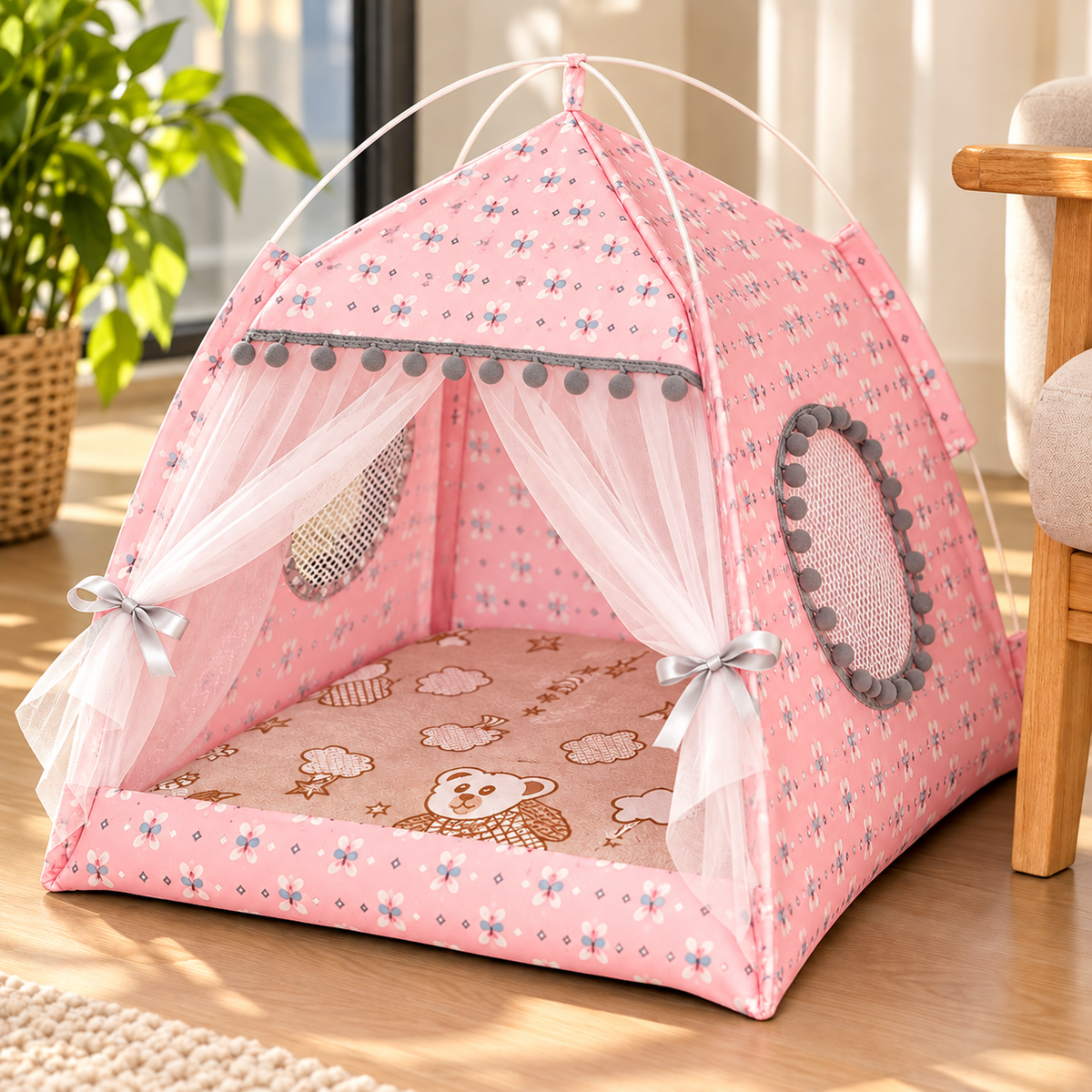 Floral Retreat Tent: All-Season Pet Nest