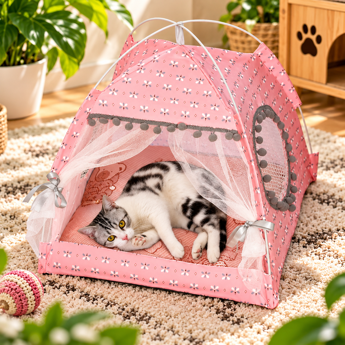 Floral Retreat Tent: All-Season Pet Nest