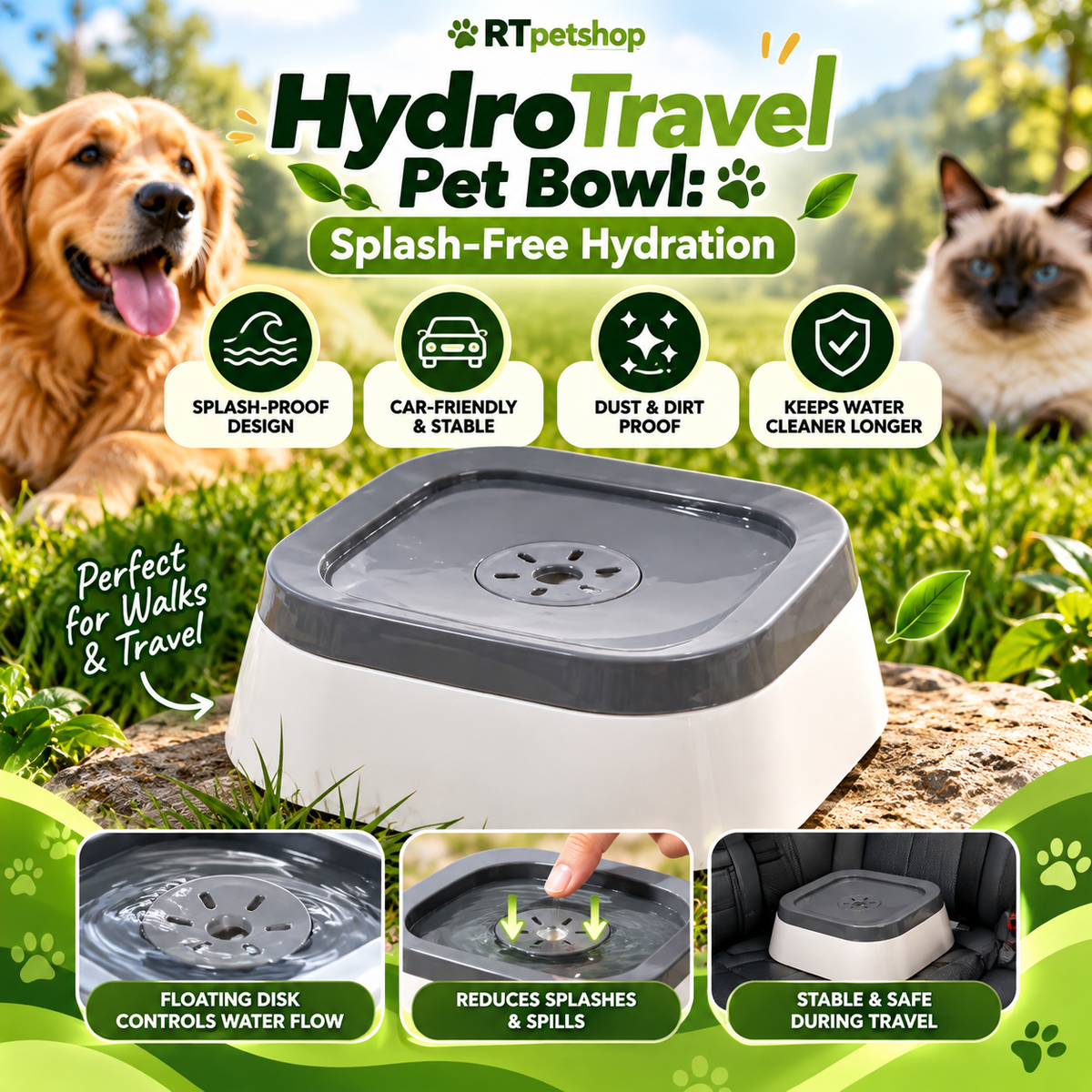 HydroTravel Pet Bowl: Splash-Free Hydration