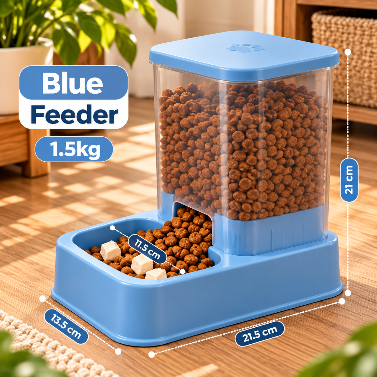 PetPlenty Set: 1.2L/1.5L Automatic Feeder & Water Dispenser