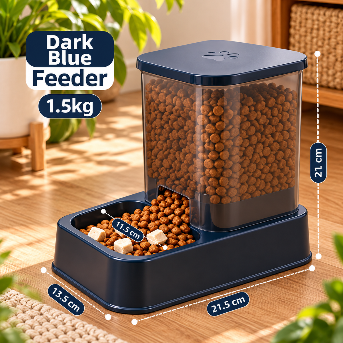 PetPlenty Set: 1.2L/1.5L Automatic Feeder & Water Dispenser